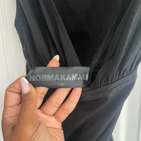 Norma Kamali Tara Side Drape Dress in Black Lame Size Small - Picture 4 of 6